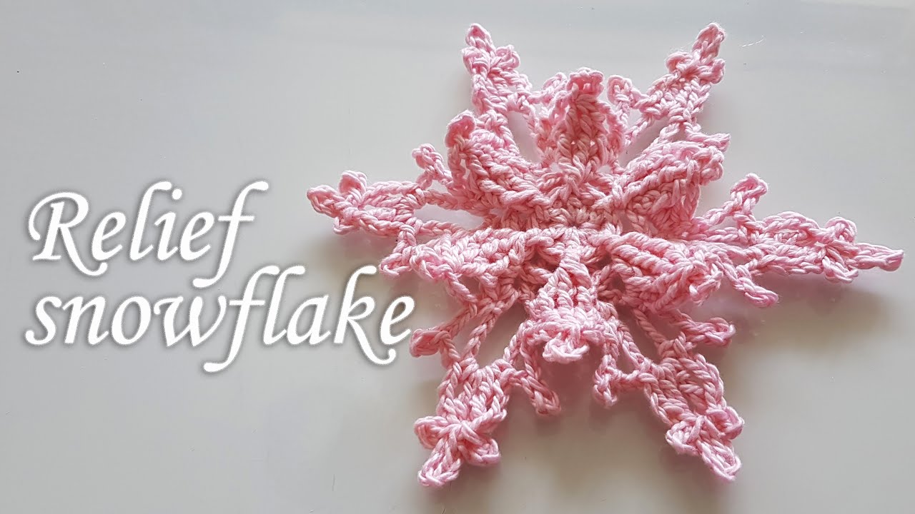 Einfache Reliefmuster Schneeflocken häkeln für Anfänger | Weihnachtsbaum Dekoration