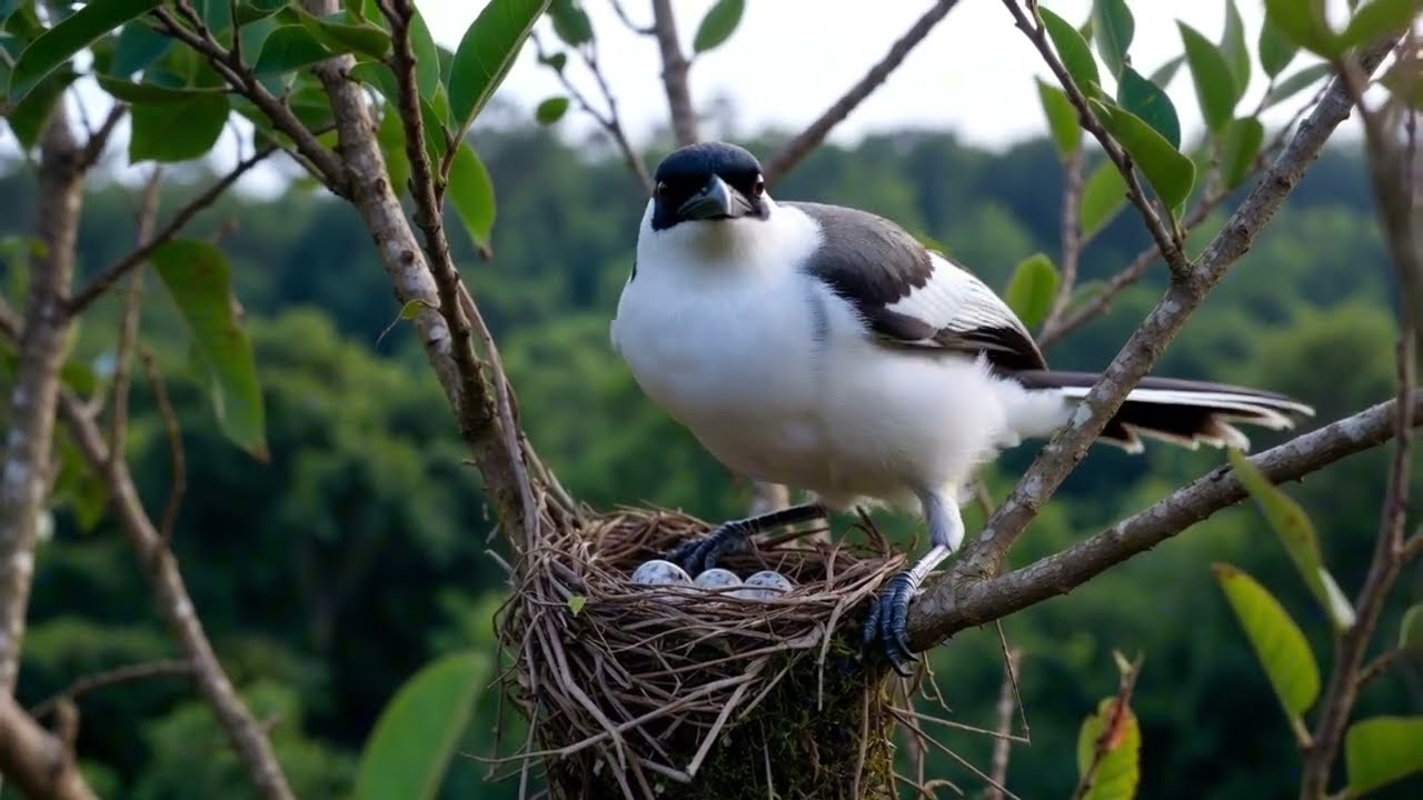 นกเขาชวาไข่ This close-up footage captures the intimate moments of a Zebra Dove tending to its nest.