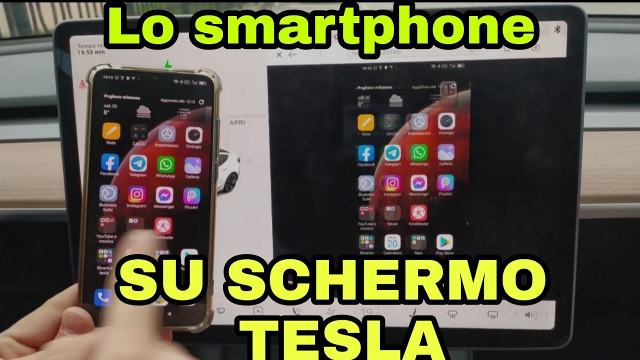 Smartphone su schermo tesla