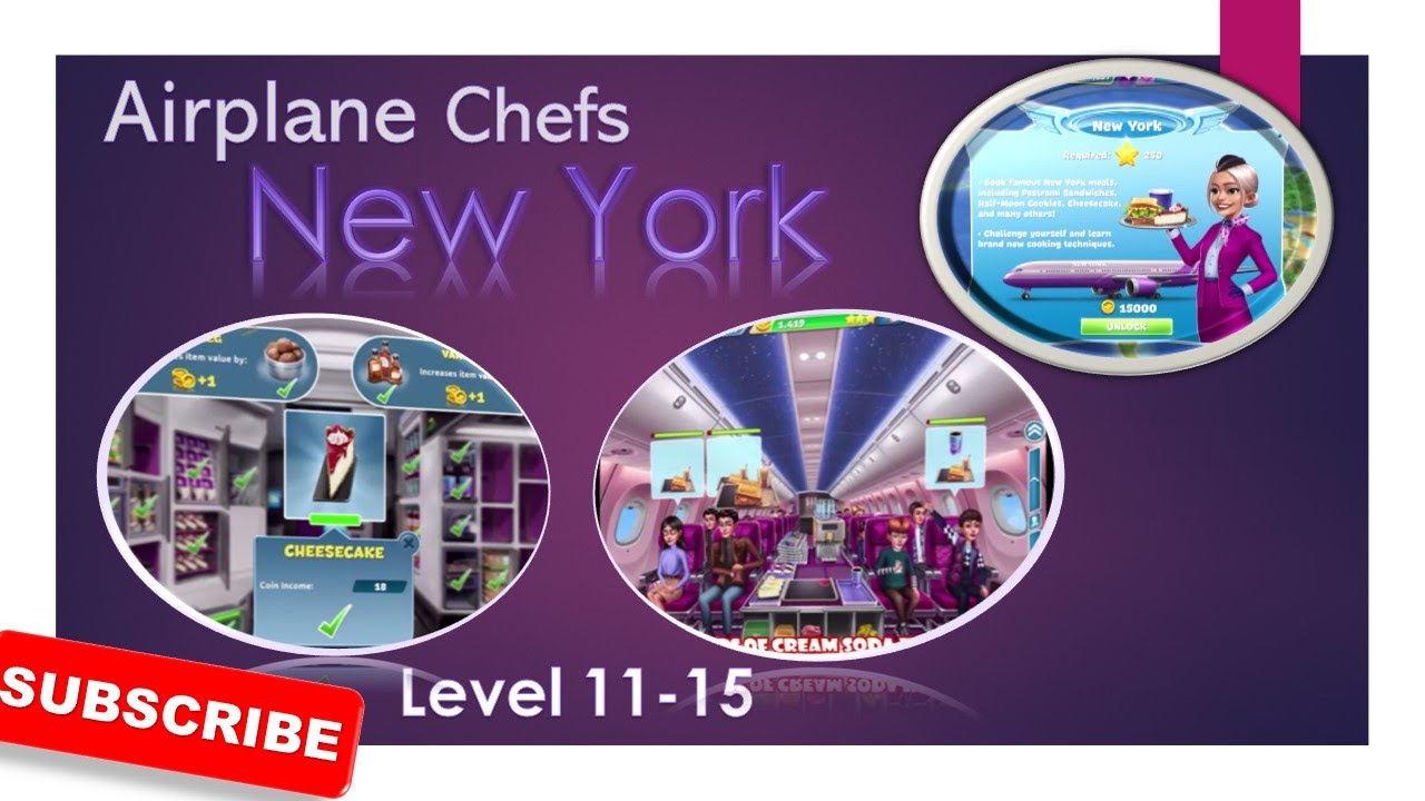 【Airplane Chefs】🛬New York : Level 11-15🥪(Serve 3 Cups of Cream Soda in 10 seconds)
