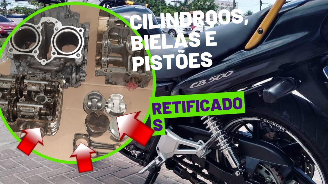 Motor da CB 500 retificado com pistão de Yamaha fazer