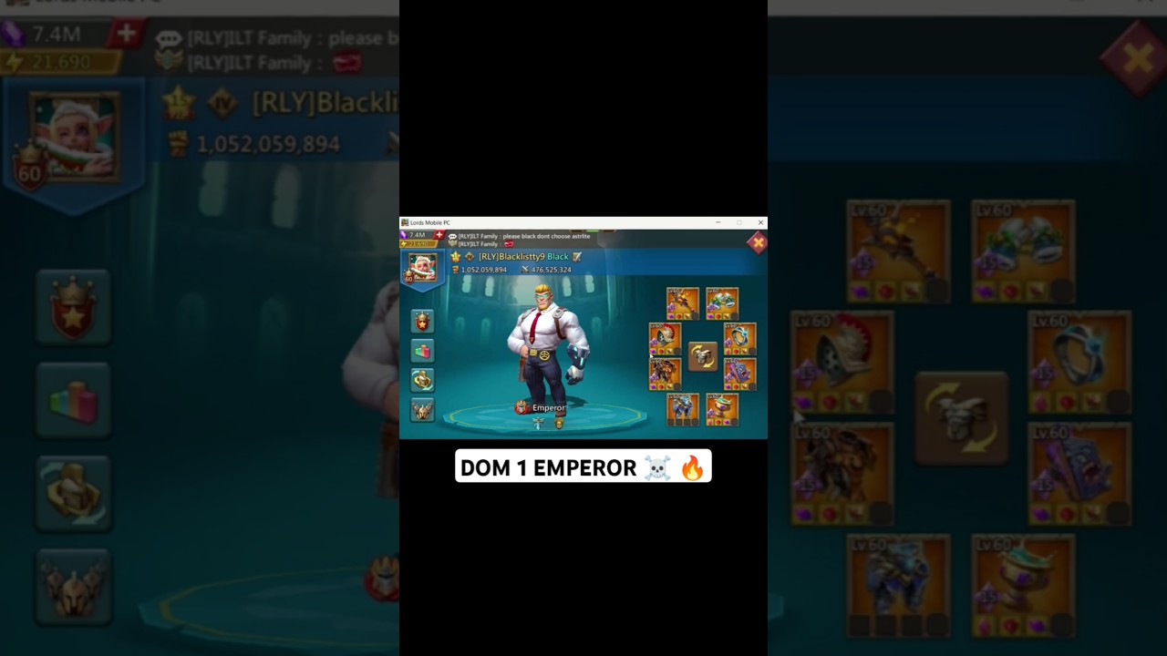 DOM 1 EMPEROR! BLACKLISTTY!   #lordsmobile #shorts