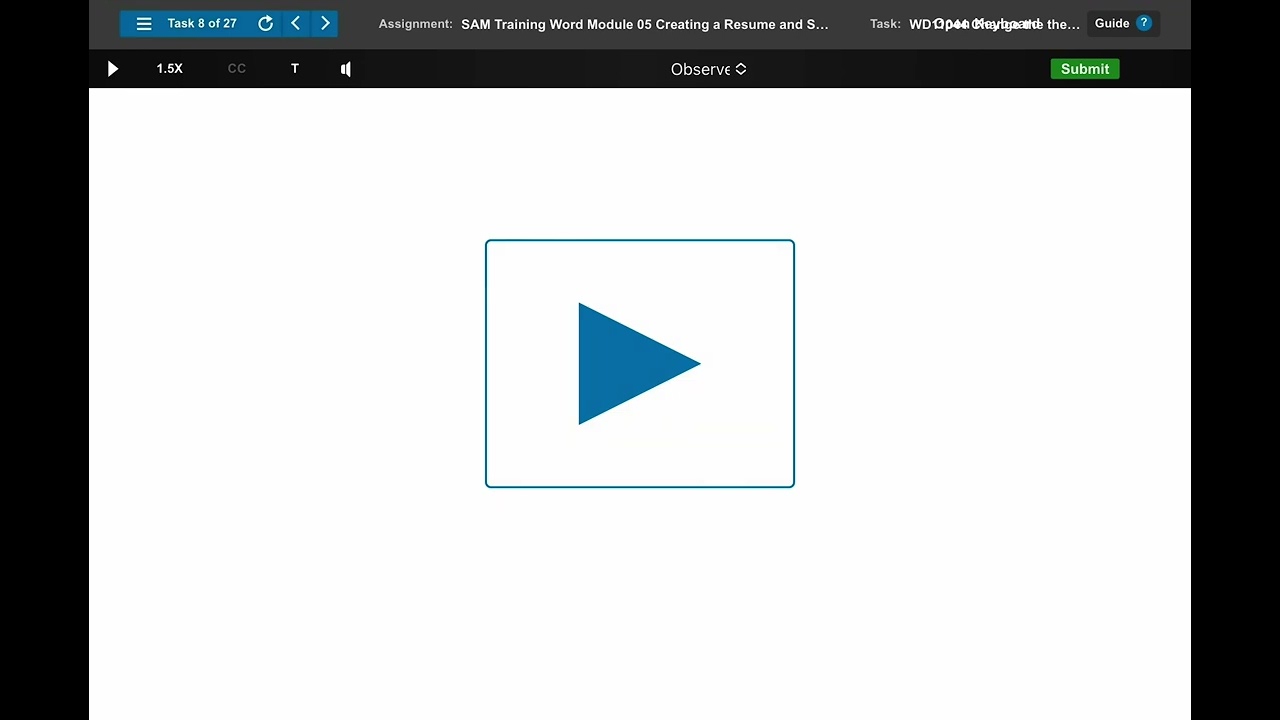 BTM452 SAM Training Word Module 05 Creating a Resume and Sharing Documents PART 1