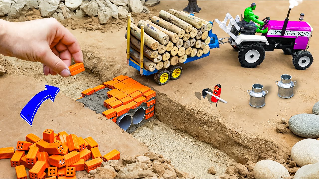 DIY Mini Tractor Build a Mini Concrete Bridge RC Tractor Science Project | @sunfarming7533​