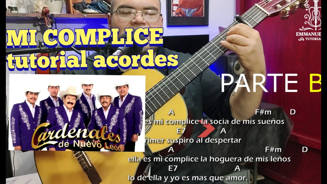 Cómo tocar MI COMPLICE / guitarra acustica / Los Cardenales de Nuevo León 