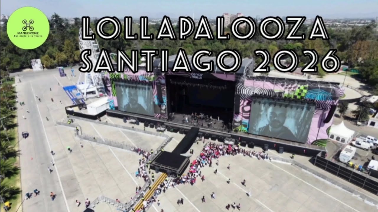 Sobre vuelo de Lollapalooza Chile 2026 #dron #drone #dji #chile #parque #santiago #manucomunikamk 
