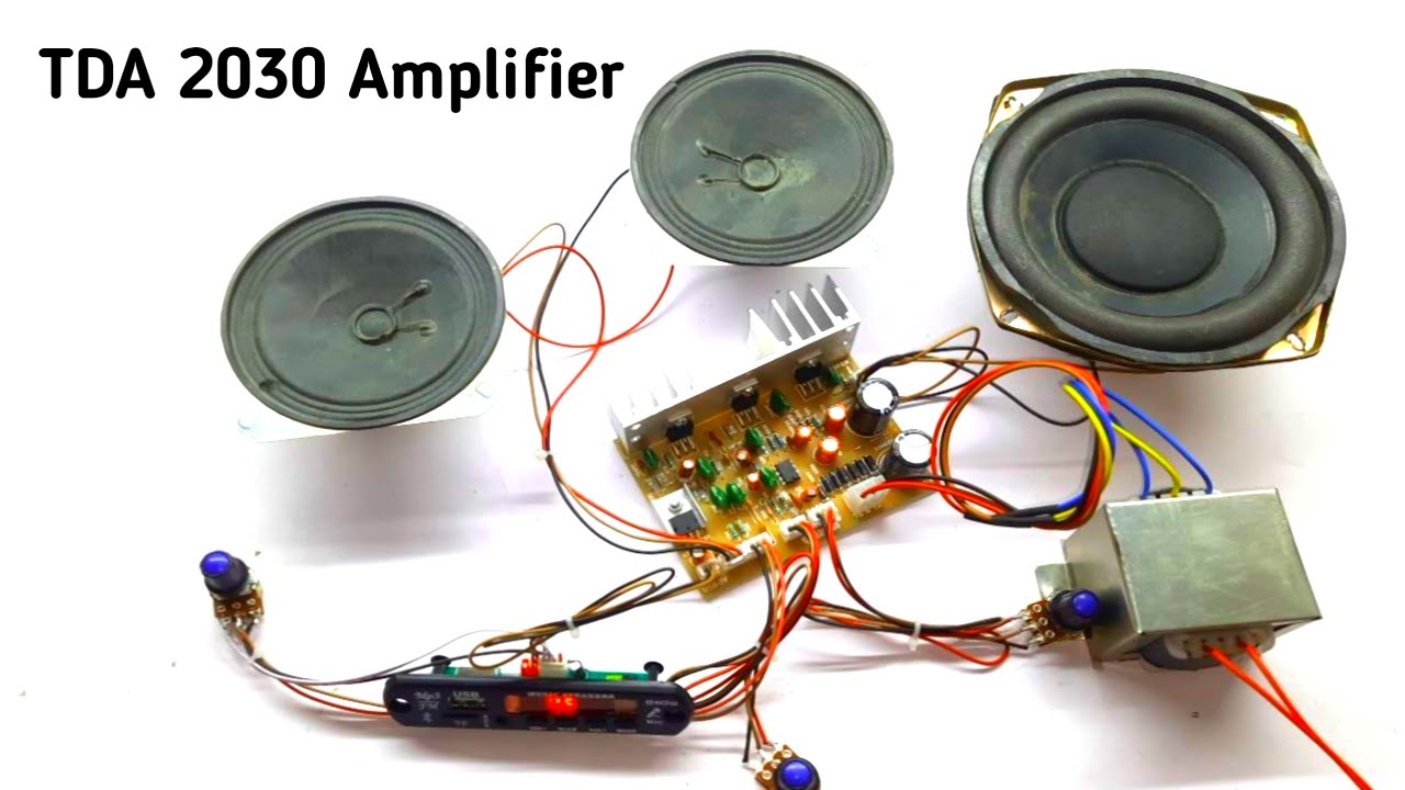 TDA 2030 Audio Amplifier ki Complete Waring with bass, Module Speaker & Transformer