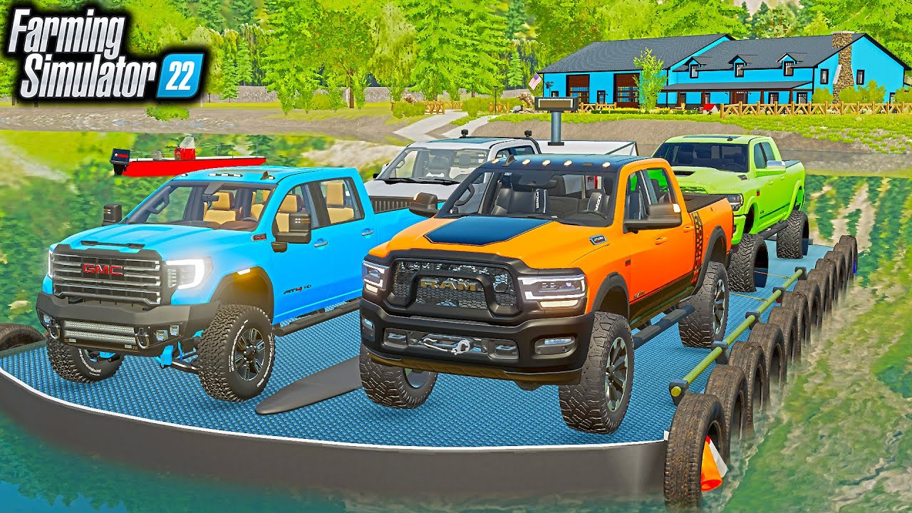 U-HAUL BARGE MOVING TRUCKS! (POWERWAGON, GMC AT4, F-350) | FS22