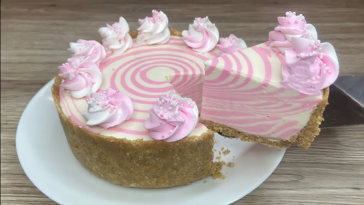 Pink Zebra Cheesecake - No Oven No Bake Cheesecake