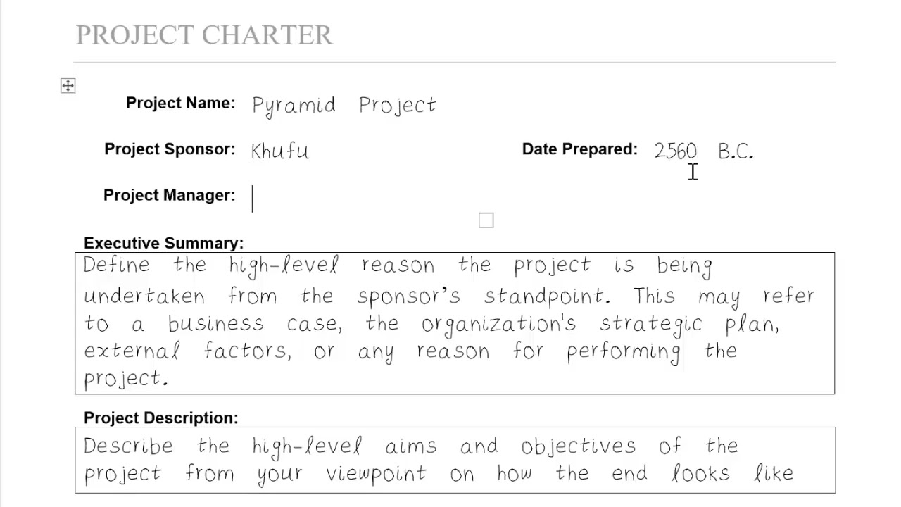 Project Charter Template: Breakdown Key Sections & Fill It Out! (Pyramid Project Example)