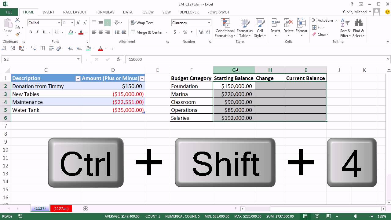 Excel Magic Trick 1127: Automatically Track Budget Start, Change & Ending Balances In Excel