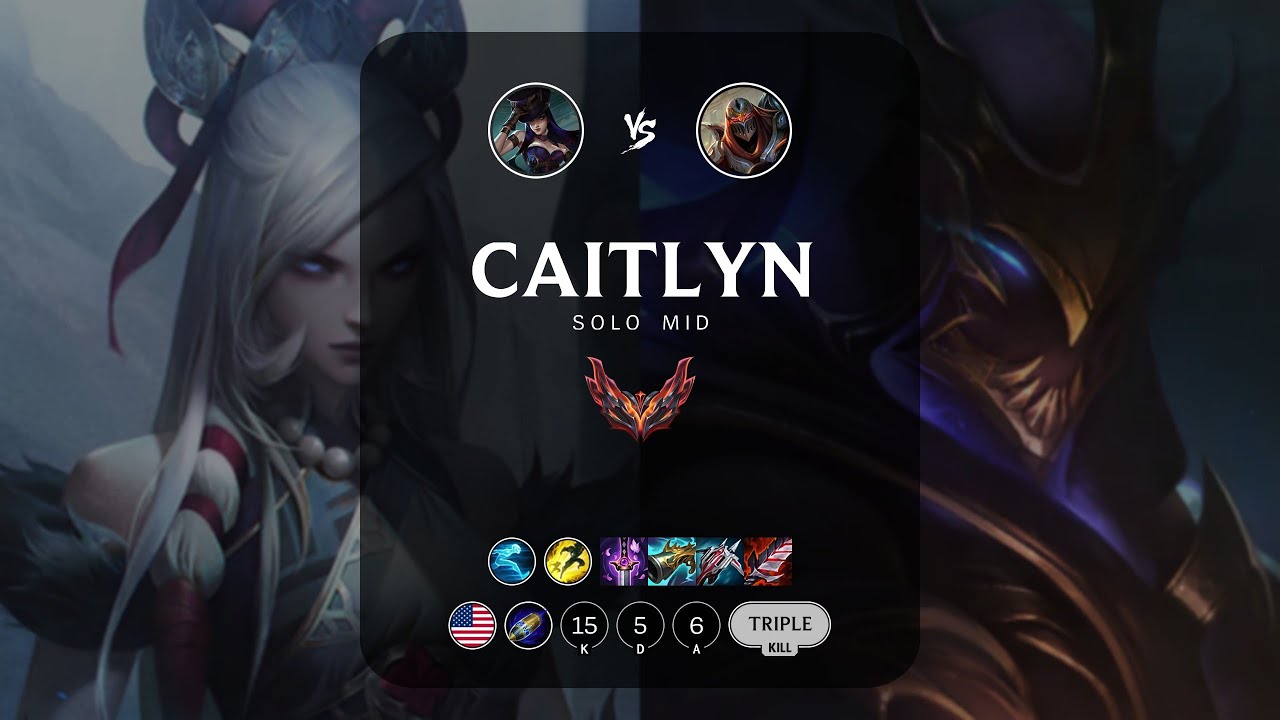 Caitlyn Mid vs Zed - NA Grandmaster Patch 13.15