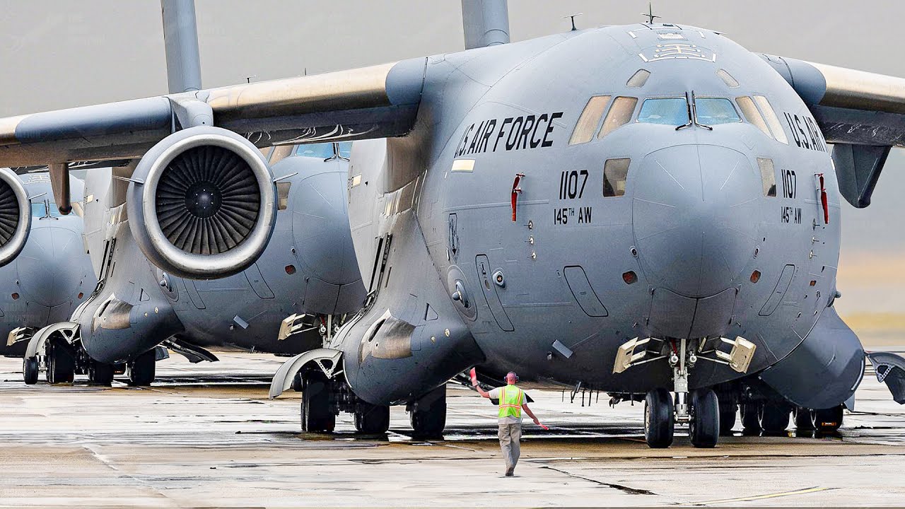 US Massive C-17s Taking Off One by One During Giant Elephant Walk