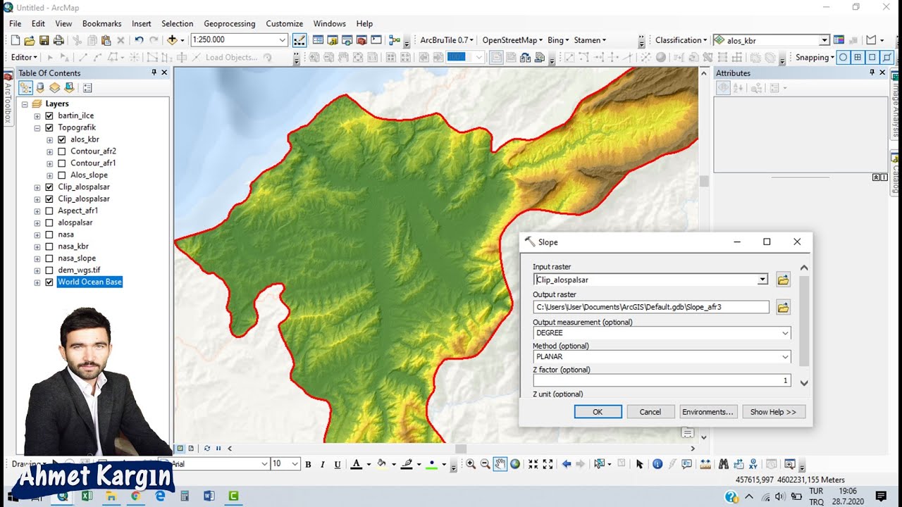 ArcGIS DEM, Eğim, Bakı, Kabartma, İzohips Haritası Oluşturma I Full Anlatım