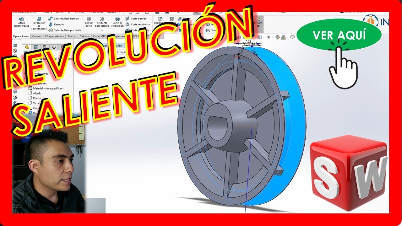 🔴 COMO HACER UNA POLEA EN SOLIDWORKS - REVOLUCIÓN SALIENTE