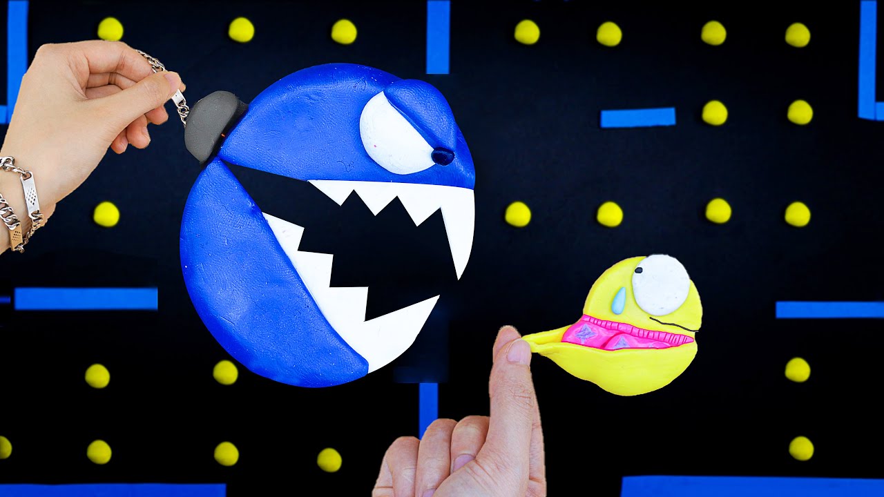 Crazy Fruit Pac Man & Chain Chomp Battle Pacman Stop Motion
