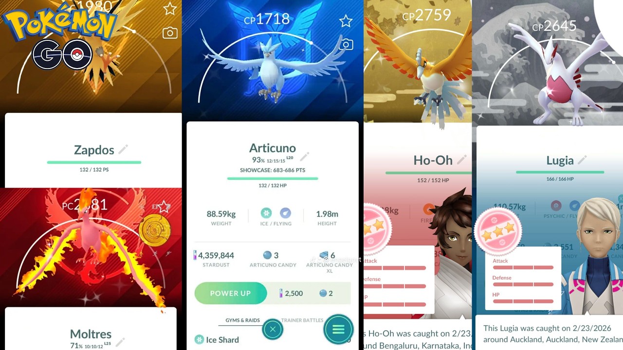 ✨✈️ Incursiones Articuno, Moltres, Zapdos, Lugia y Ho-Oh Pokémon GO + Entrada y Pase Go Tour Kalos