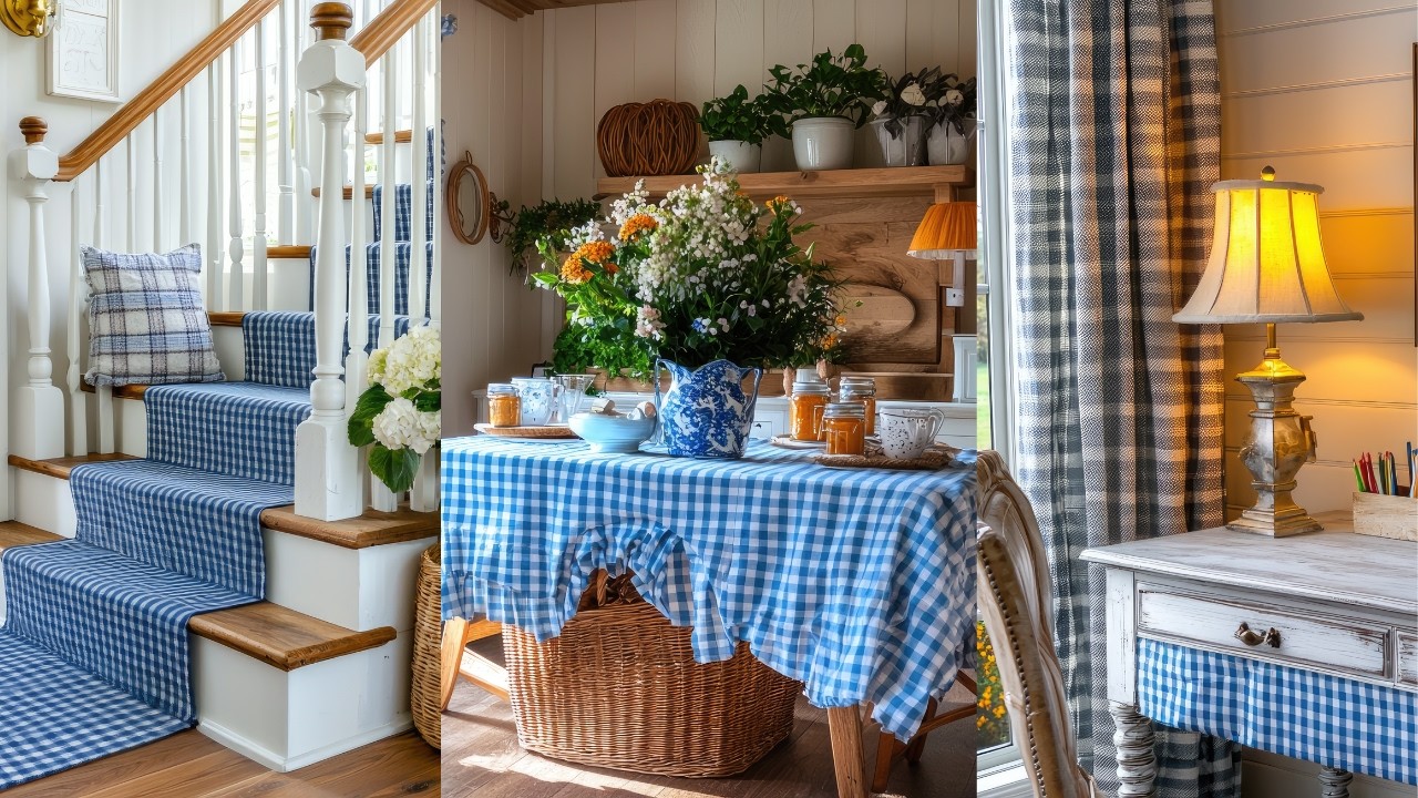 50+ Blue Gingham Decor Ideas! Vintage Country & Shabby Chic Home Makeover (Every Room!)