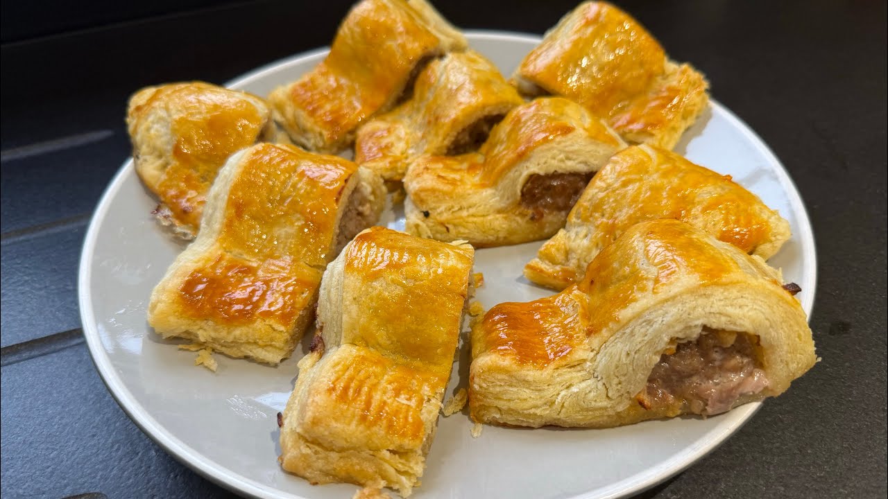 Super easy rough puff pastry sausage rolls