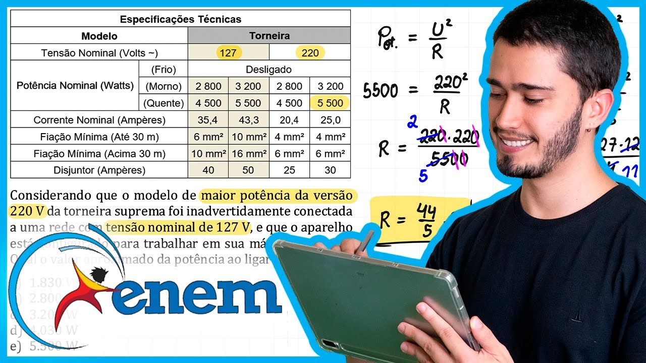ENEM 2010 - Observe a tabela seguinte. Ela traz especificações técnicas constantes no manual de inst