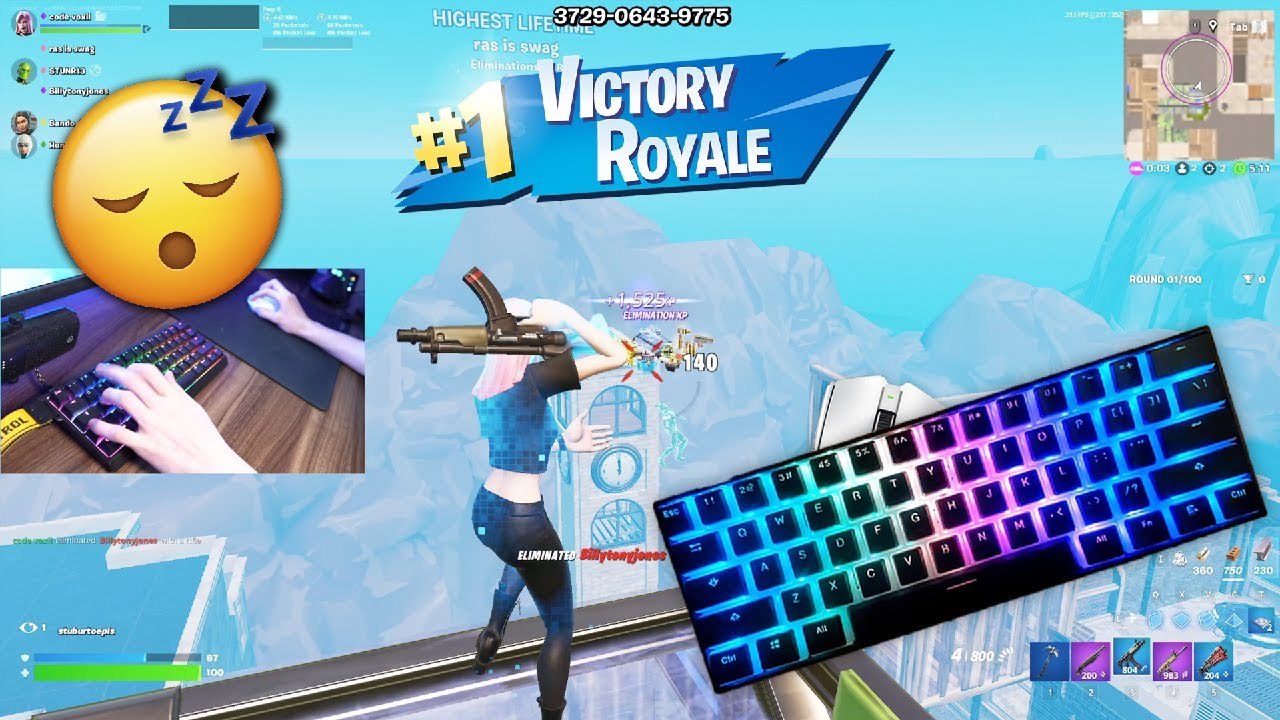 [1 HOUR] Chill Relaxing😴Fortnite Keyboard & Mouse Sounds ASMR 360 FPS 4K