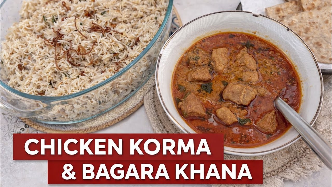 Chicken Korma & Bagara Khana | Weekend special | Best Hyderabadi combo💛#cooking #viral #ytvideo #fyp