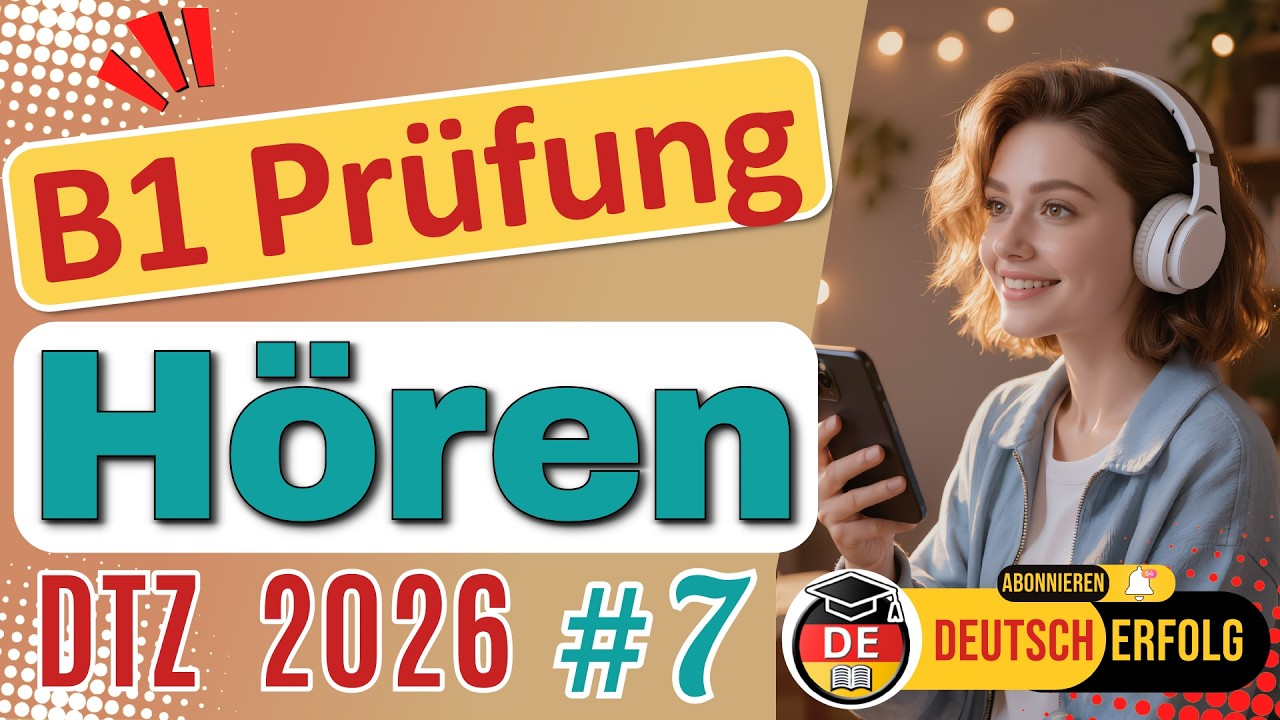 DTZ B1 H&ouml;ren | Pr&uuml;fung 2026 | &Uuml;bung Teil 1&ndash;4 mit L&ouml;sungen #7