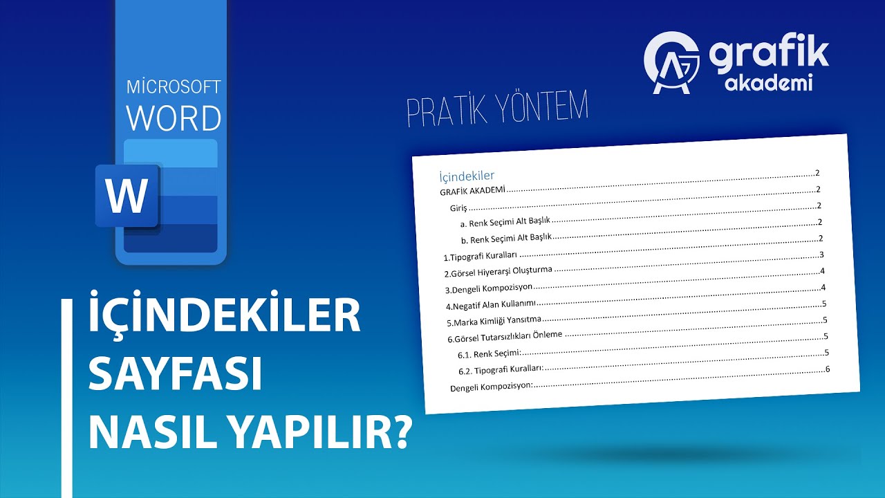 Word’de İçindekiler Sayfası Oluşturma | Otomatik İçindekiler Tablosu