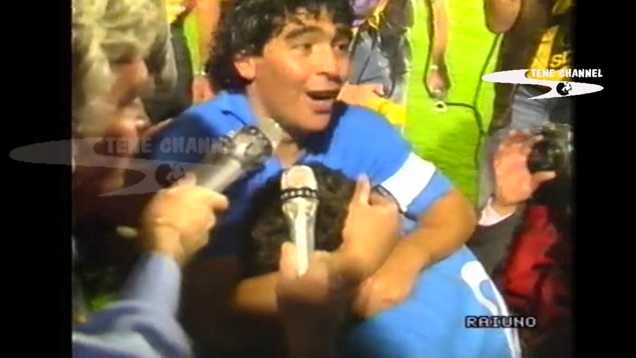 TG1 STOCCARDA-NAPOLI 3-3 LE LACRIME DI CIRO FERRARA CON MARADONA  A FINE PARTITA  18 MAGGIO 1989