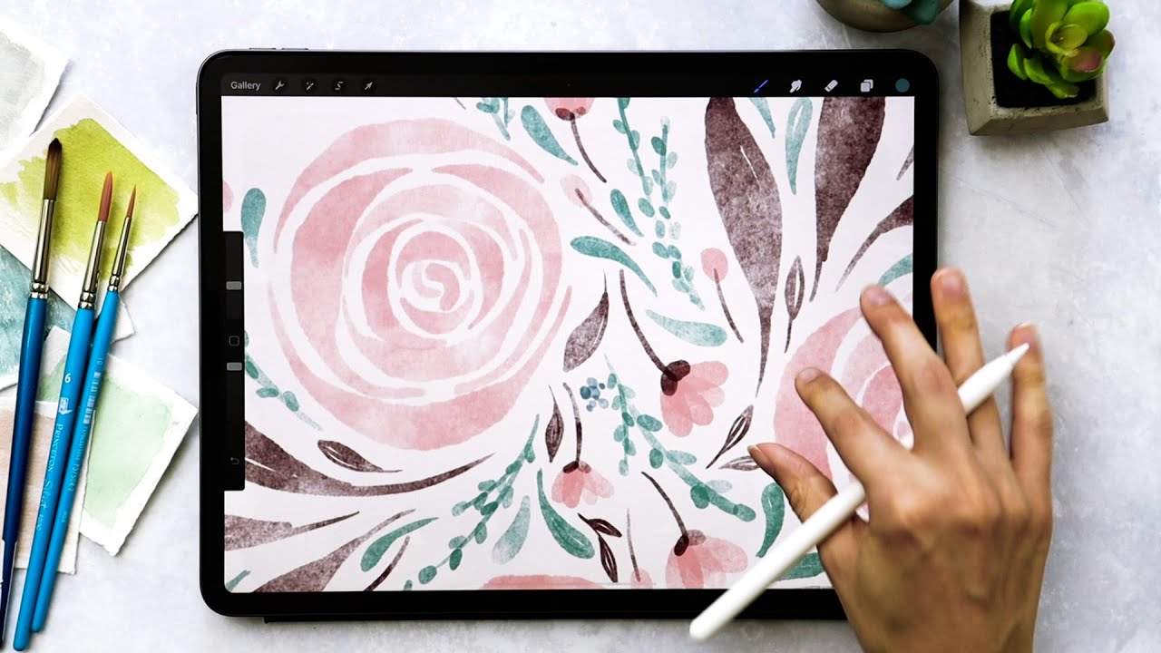 Simple Loose Watercolor Florals in Procreate