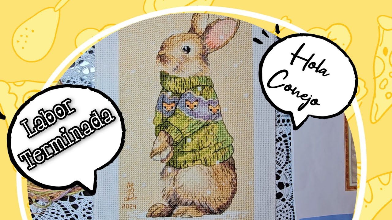 Conejo punto de cruz💚Terminado 🤗
