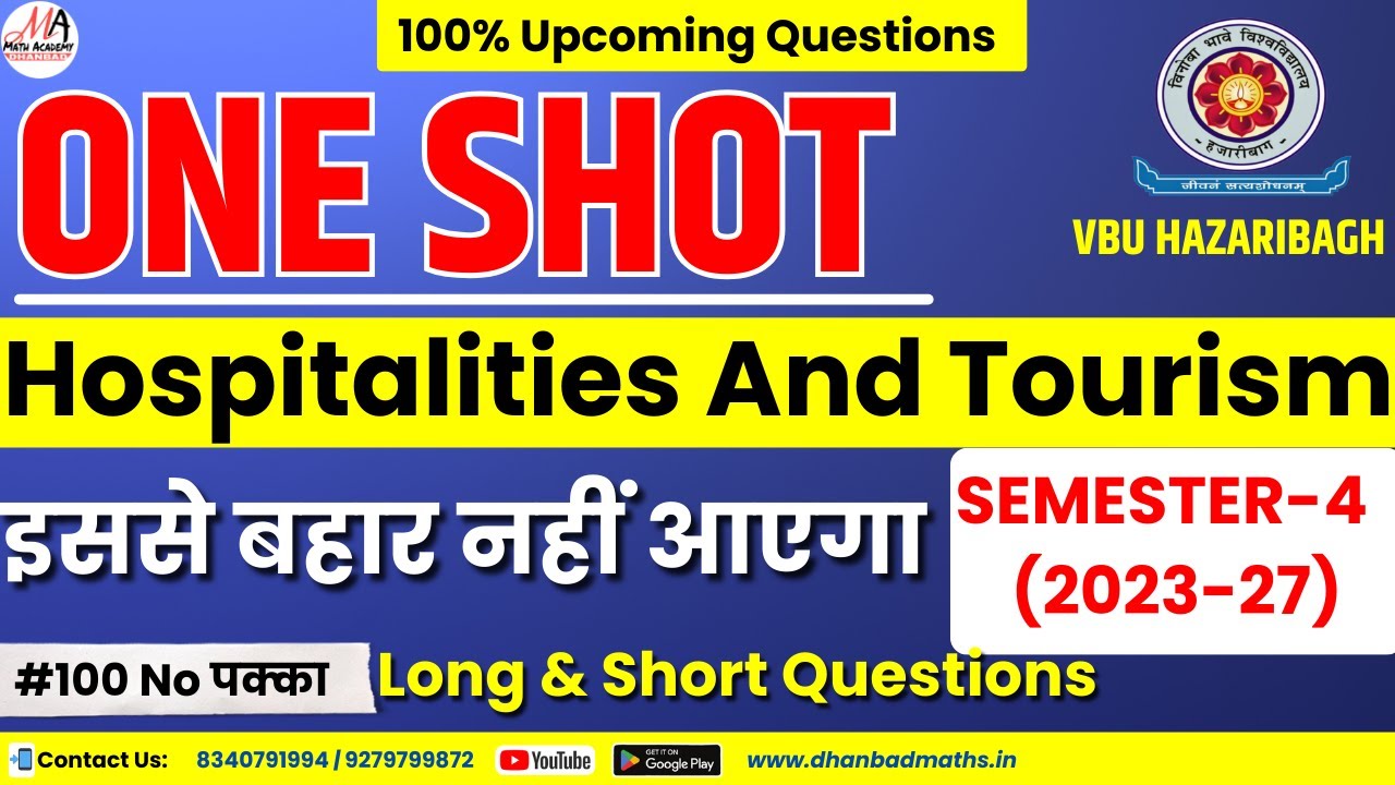 MN-2B Hospitalities And Tourism Sem-4 VBU|| Important questions & Answers|| One Shot