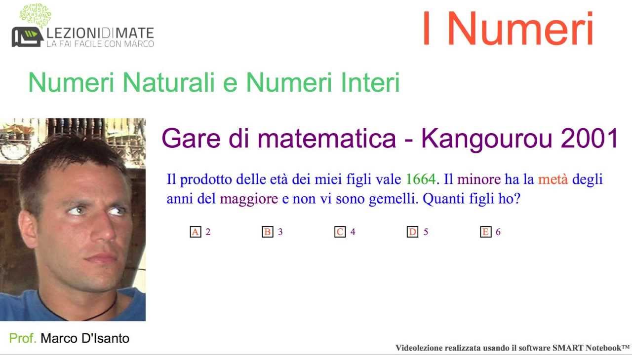 Gare di matematica - Kangourou 2001 - Il prodotto delle età dei miei figli vale 1664, ecc...