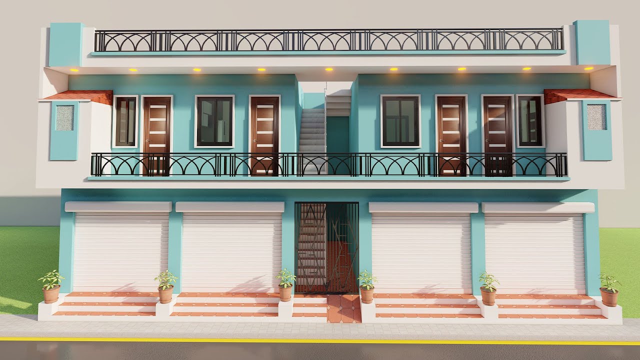 निचे दुकान ऊपर किराये के लिए मकान,3D 20*50 dukan or makan ka naksha,3D shop parking design,shop plan