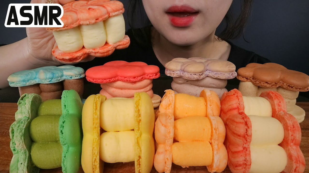ASMR) CLOUD MACARON 구름 마카롱 8가지 리얼사운드 EATING SOUNDS マカロン