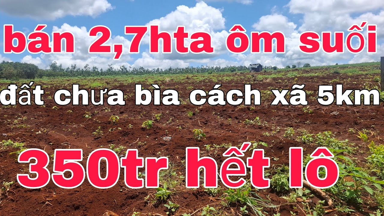 Bán 2,7hta ôm suối đất giá rẽ cách xa trường học 5km xe Bán tải tới 350tr hết lô có thương lượng lh 