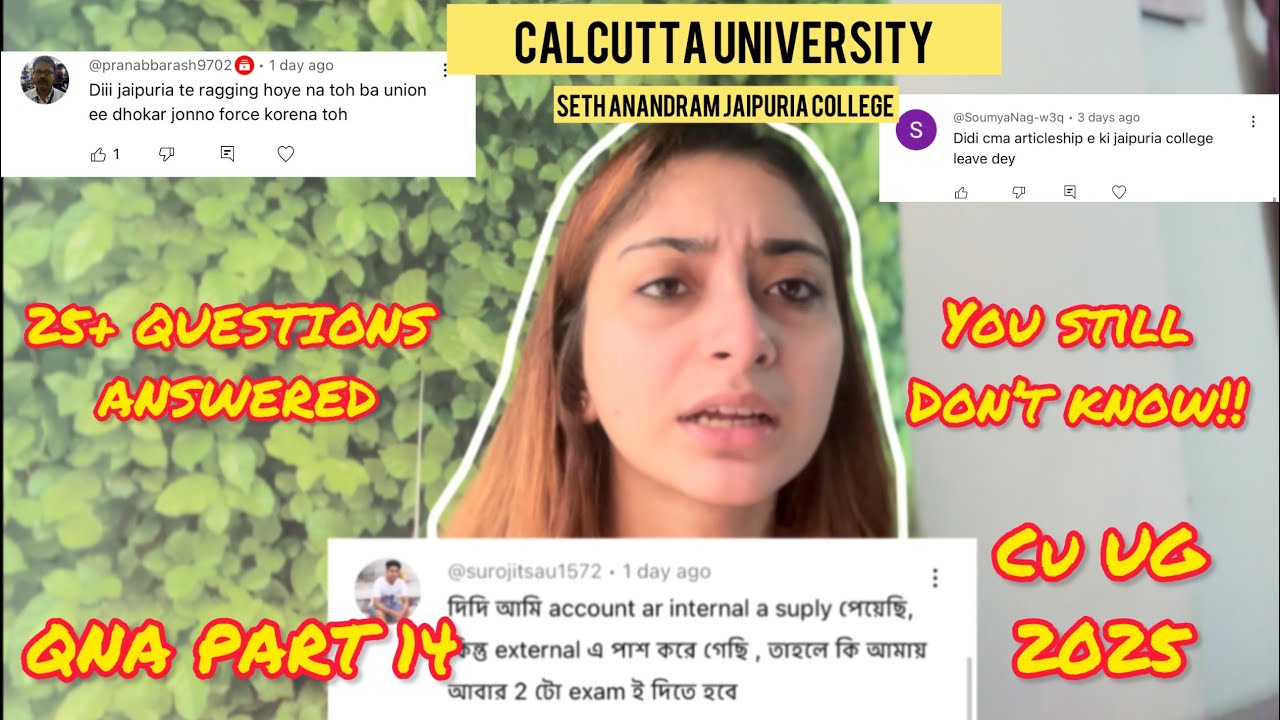25+ Questions Answered ‼️#QNA part 14 UG admission Calcutta University ❤️ Jaipuria college #2025