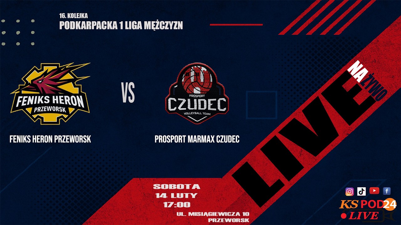 🔴🎥 [NA ŻYWO] 🏐 FENIKS HERON Przeworsk 🆚 ProSport Marmax Czudec 📆[2026-02-14] ⏰[godz.17.00]