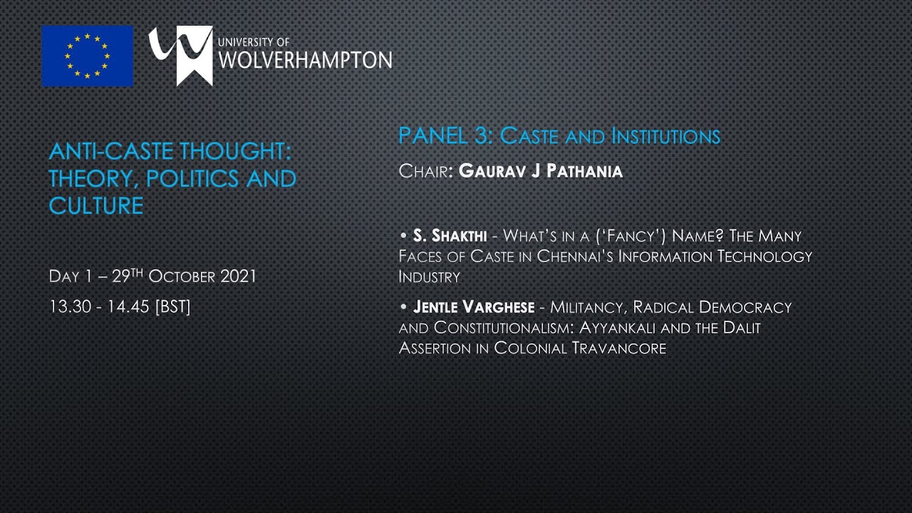 Anti-Caste Thought Panel 3: Caste and Institutions