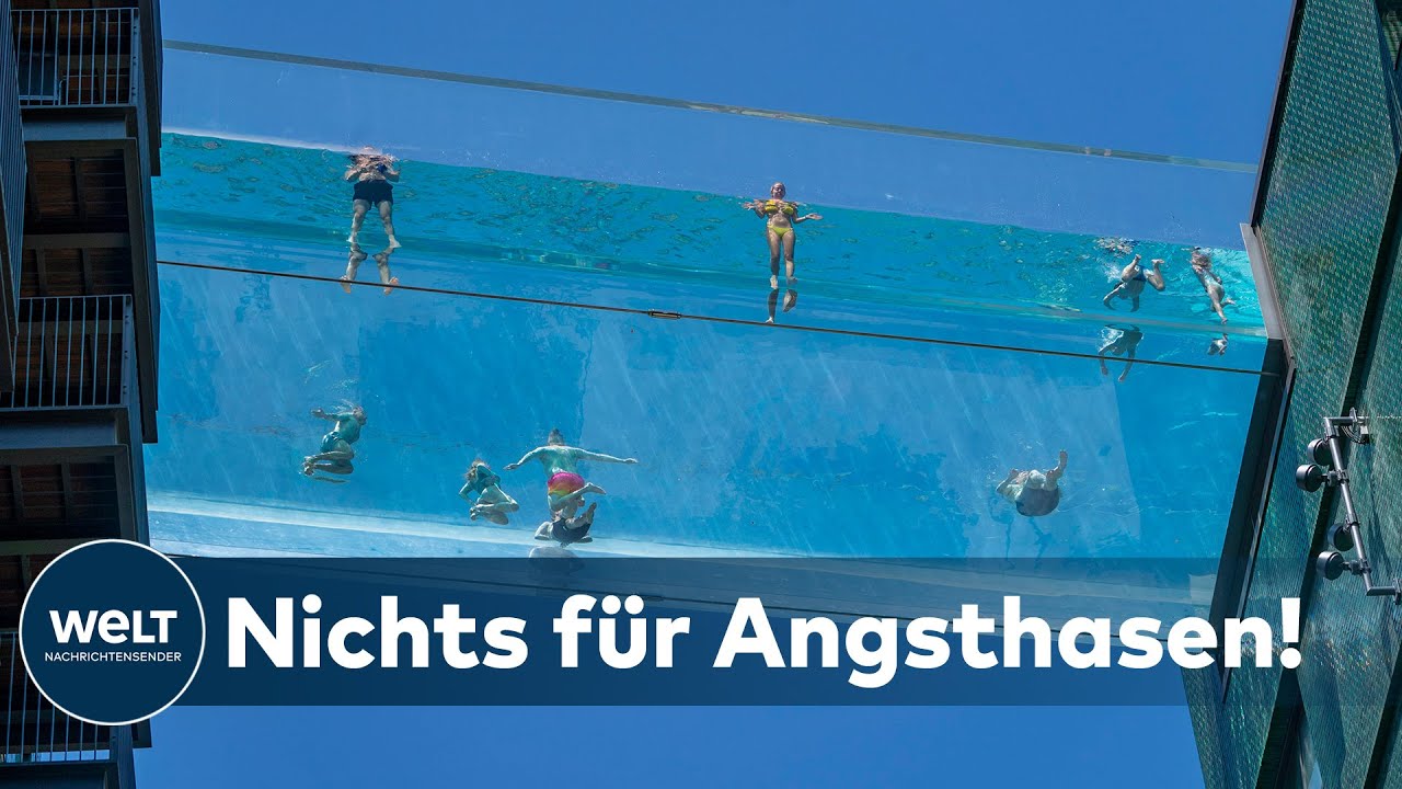 NERVENKITZEL IM GLAS-POOL: Londons neueste Attraktion in 35 Metern Höhe
