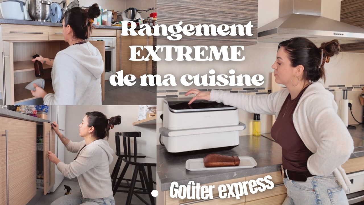 RANGEMENT EXTRÊME DE MA CUISINE 🧼 + recette goûter : moelleux coco ultra facile 🥥