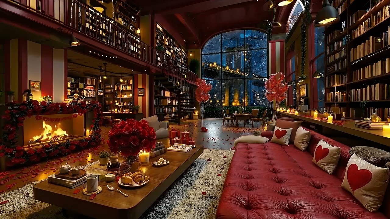 Romantic Winter Cafe Ambience ~ Smooth Jazz Music for Valentine's Day 💝💝 February Cafe Jazz Music