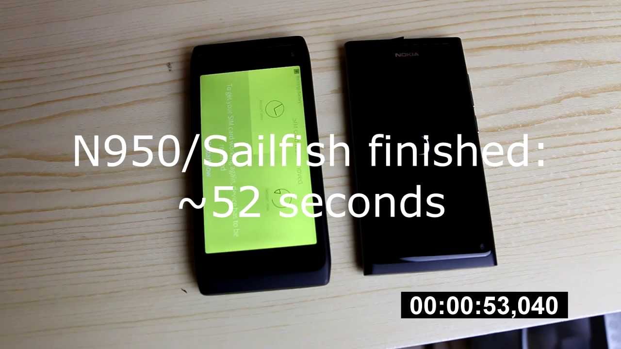 Booting Time Nokia 950 Jolla Sailfish OS vs. N9 Meego