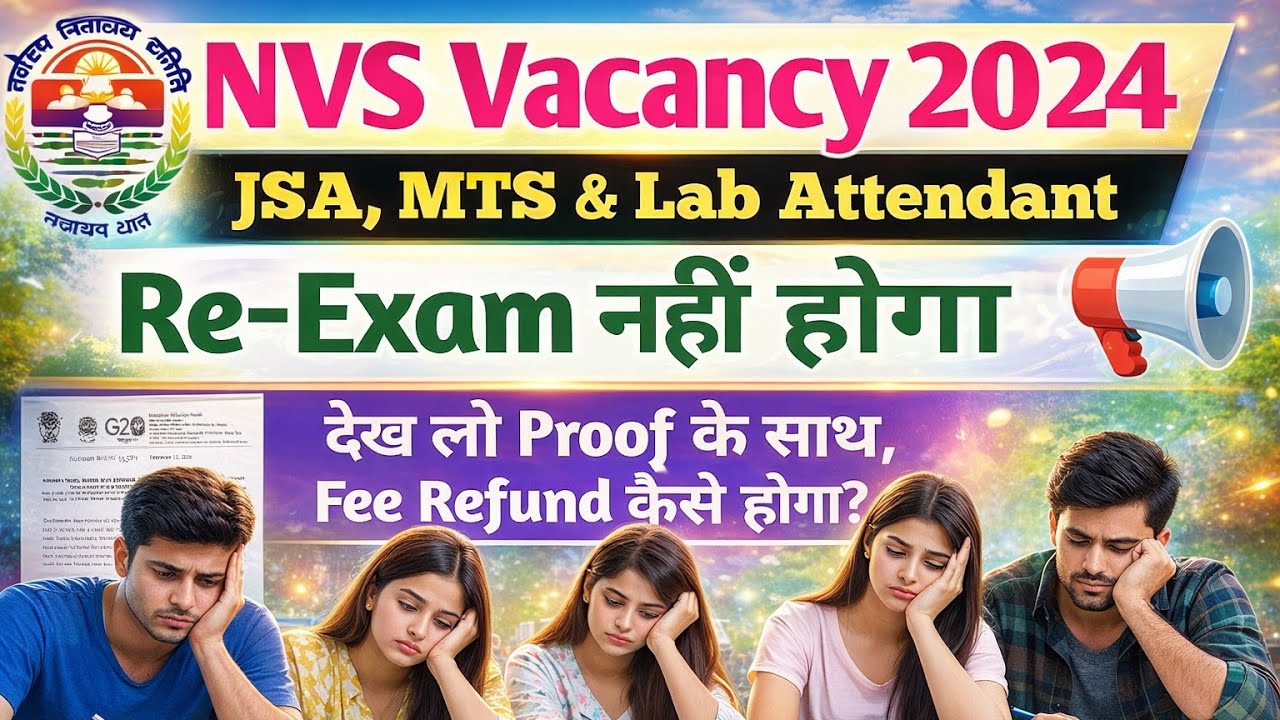 NVS 2024 JSA, MTS, Lab Attendant Re-Exam will no longer be held! NVS 2024 Vacancy cancelled. JNV ...