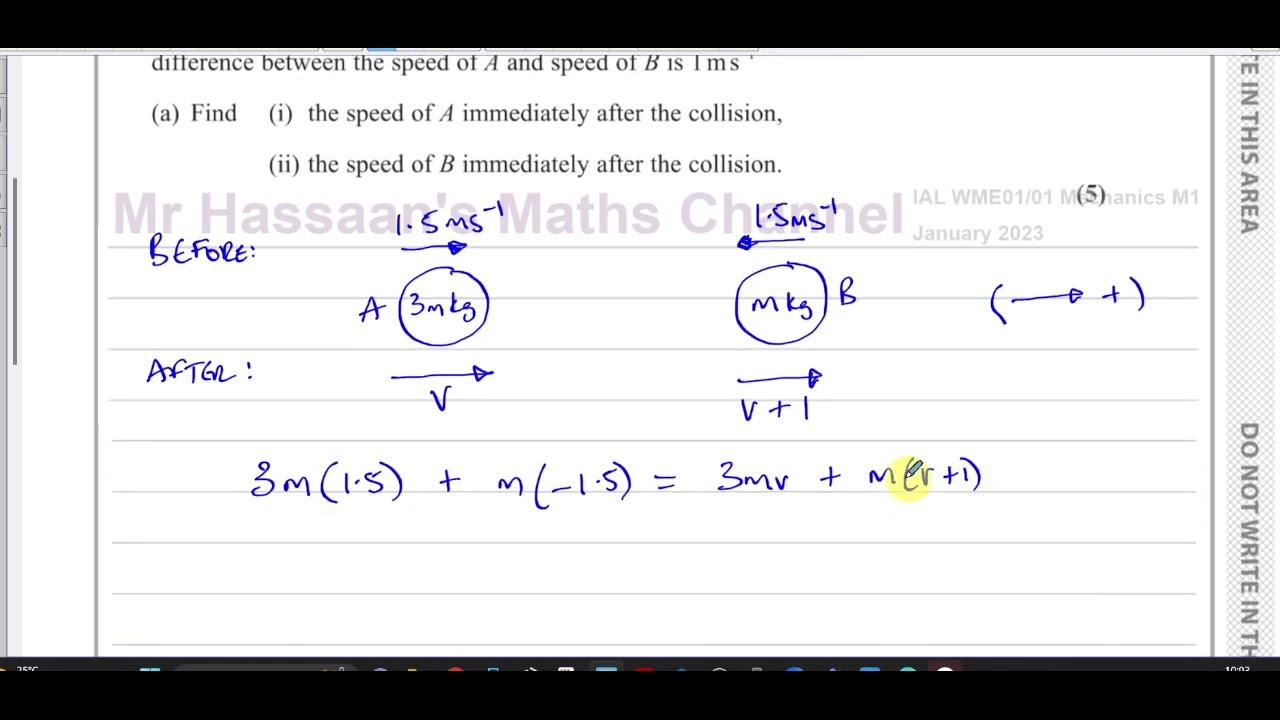 WME01/01, IAL, (Edexcel), M1, January 2023, Q2, Momentum & Impulse