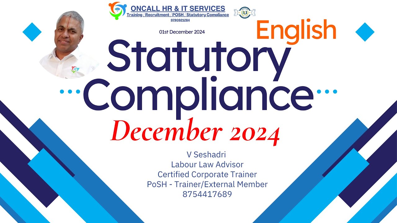 Statutory Compliance December 2024 #seshadri, #oncallhr, #statutorycompliance, #labourcodes