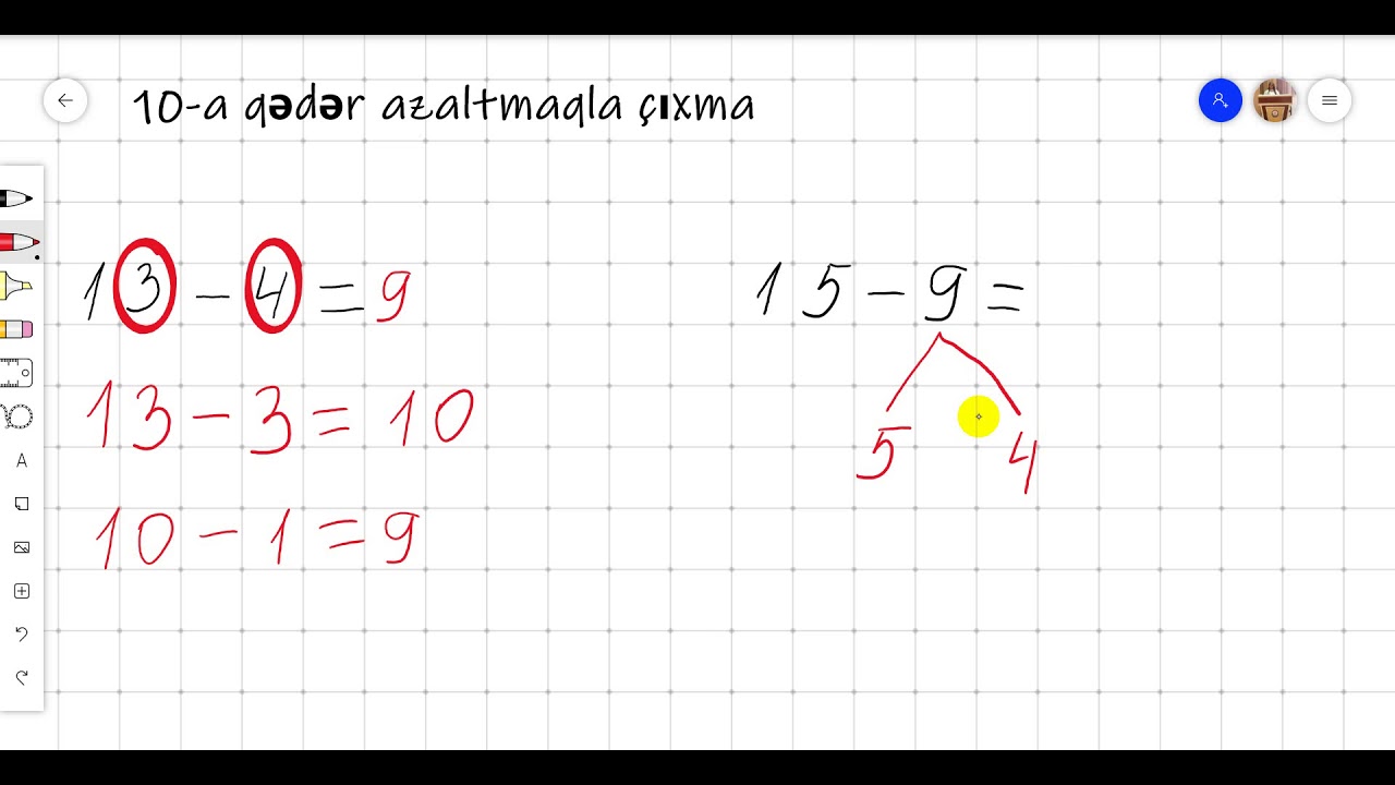 10-a qədər azaltmaqla çıxma 1-ci sinif