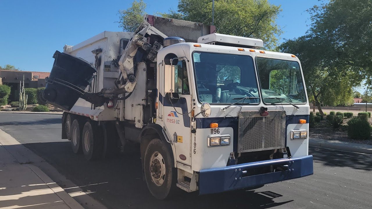 City of Mesa: Fast Peterbilt 520 and 320 Curbtender and Scorpion Garbage Trucks on Recycle and Trash