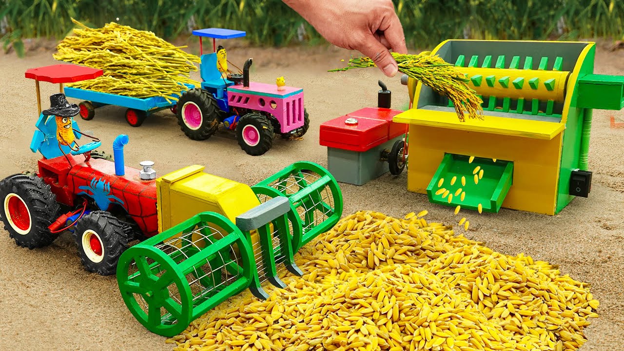 DIY Tractor Making Rice Harvester Machine | Planting & Harvesting Rice Fields | HP Mini DIY Tractor