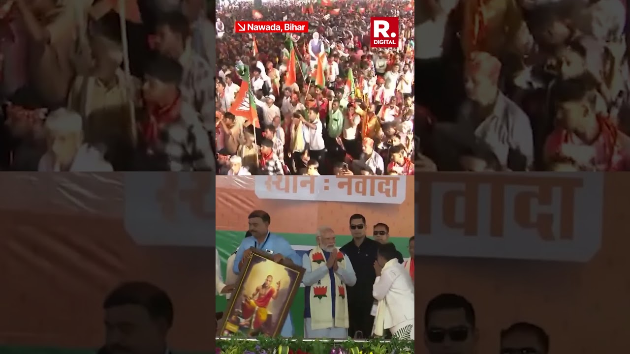 PM Modi Felicitated at Public Rally in Nawada, Bihar